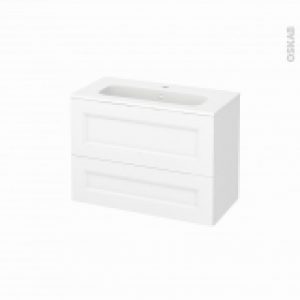 Meuble De Salle De Bains Plan Vasque Rezo Static Blanc 2 Tiroirs Cotes Decors L805 X H585 X P405 Cm