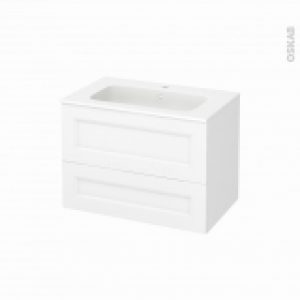 Meuble De Salle De Bains Plan Vasque Rezo Static Blanc 2 Tiroirs Cotes Decors L805 X H585 X P505 Cm