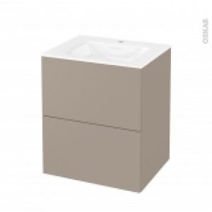 Meuble De Salle De Bains Plan Vasque Vala Ginko Taupe 2 Tiroirs Cotes Decors L605 X H712 X P505 Cm