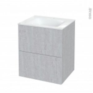 Meuble De Salle De Bains Plan Vasque Vala Hoda Beton 2 Tiroirs Cotes Decors L605 X H712 X P505 Cm
