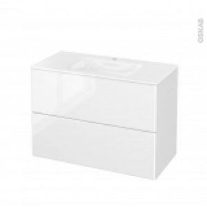 Meuble De Salle De Bains Plan Vasque Vala Iris Blanc 2 Tiroirs Cotes Decors L1005 X H712 X P505 Cm