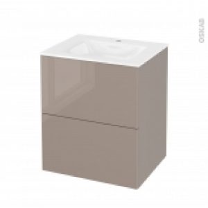 Meuble De Salle De Bains Plan Vasque Vala Keria Moka 2 Tiroirs Cotes Decors L605 X H712 X P505 Cm