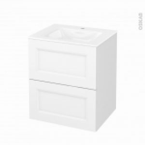 Meuble De Salle De Bains Plan Vasque Vala Static Blanc 2 Tiroirs Cotes Decors L605 X H712 X P505 Cm