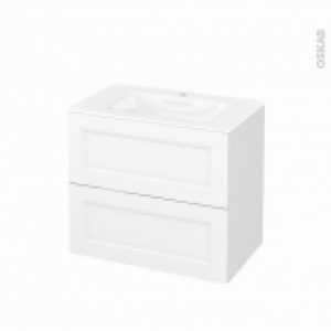 Meuble De Salle De Bains Plan Vasque Vala Static Blanc 2 Tiroirs Cotes Decors L805 X H712 X P505 Cm