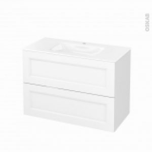 Meuble De Salle De Bains Plan Vasque Vala Static Blanc 2 Tiroirs Cotes Decors L1005 X H712 X P505 Cm