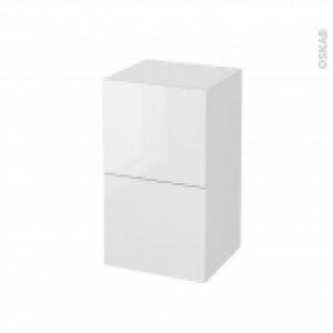 Meuble De Salle De Bains Rangement Bas Bora Blanc 2 Tiroirs 1 Tiroir A L Anglaise L40 X H70 X P37 Cm