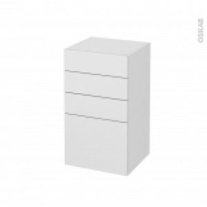 Meuble De Salle De Bains Rangement Bas Ginko Blanc 4 Tiroirs L40 X H70 X P37 Cm