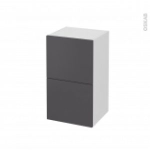 Meuble De Salle De Bains Rangement Bas Ginko Gris 2 Tiroirs L40 X H70 X P37 Cm