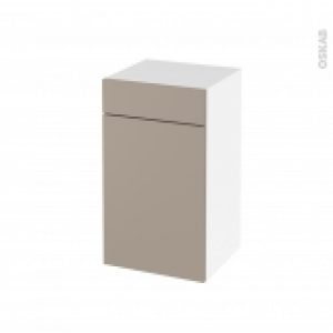 Meuble De Salle De Bains Rangement Bas Ginko Taupe 1 Porte 1 Tiroir L40 X H70 X P37 Cm