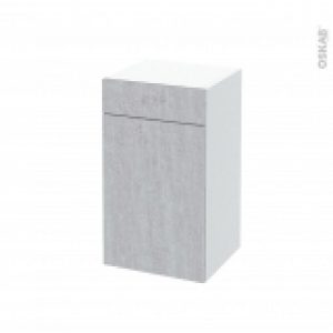 Meuble De Salle De Bains Rangement Bas Hoda Beton 1 Porte 1 Tiroir L40 X H70 X P37 Cm