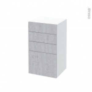 Meuble De Salle De Bains Rangement Bas Hoda Beton 4 Tiroirs L40 X H70 X P37 Cm