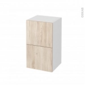 Meuble De Salle De Bains Rangement Bas Ikoro Chene Clair 2 Tiroirs L40 X H70 X P37 Cm