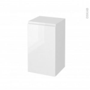 Meuble De Salle De Bains Rangement Bas Ipoma Blanc Brillant 1 Porte L40 X H70 X P37 Cm