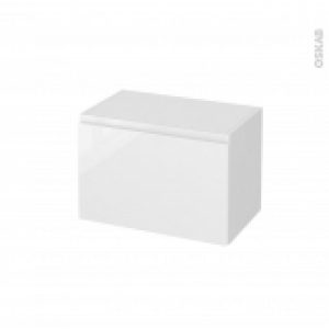 Meuble De Salle De Bains Rangement Bas Ipoma Blanc Brillant 1 Tiroir L60 X H41 X P37 Cm