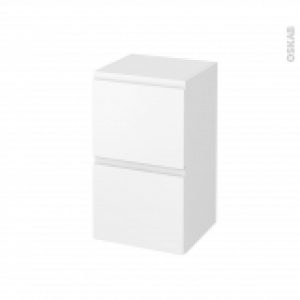 Meuble De Salle De Bains Rangement Bas Ipoma Blanc Mat 2 Tiroirs L40 X H70 X P37 Cm