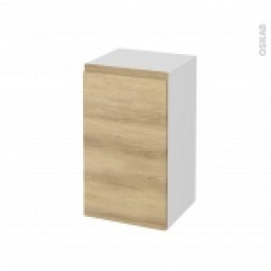 Meuble De Salle De Bains Rangement Bas Ipoma Chene Naturel 1 Porte L40 X H70 X P37 Cm