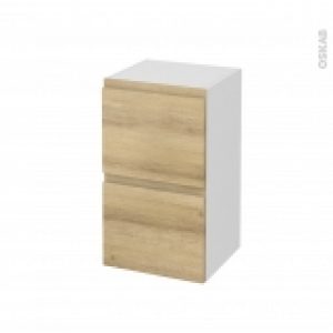 Meuble De Salle De Bains Rangement Bas Ipoma Chene Naturel 2 Tiroirs L40 X H70 X P37 Cm