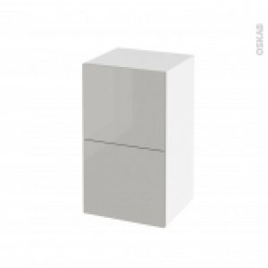 Meuble De Salle De Bains Rangement Bas Ivia Gris 2 Tiroirs 1 Tiroir A L Anglaise L40 X H70 X P37 Cm