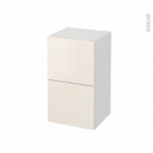 Meuble De Salle De Bains Rangement Bas Keria Ivoire 2 Tiroirs 1 Tiroir A L Anglaise L40 X H70 X P37 Cm