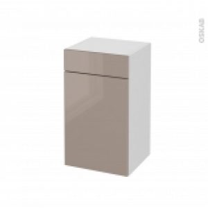 Meuble De Salle De Bains Rangement Bas Keria Moka 1 Porte 1 Tiroir L40 X H70 X P37 Cm