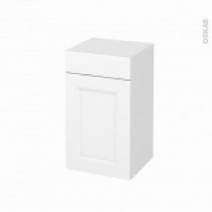 Meuble De Salle De Bains Rangement Bas Static Blanc 1 Porte 1 Tiroir L40 X H70 X P37 Cm