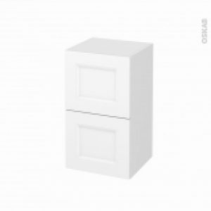 Meuble De Salle De Bains Rangement Bas Static Blanc 2 Tiroirs 1 Tiroir A L Anglaise L40 X H70 X P37 Cm