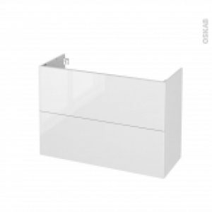 Meuble De Salle De Bains Sous Vasque Bora Blanc 2 Tiroirs Cotes Decors L100 X H70 X P40 Cm