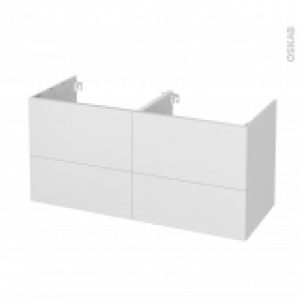 Meuble De Salle De Bains Sous Vasque Double Ginko Blanc 4 Tiroirs Cotes Decors L120 X H57 X P50 Cm