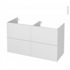 Meuble De Salle De Bains Sous Vasque Double Ginko Blanc 4 Tiroirs Cotes Decors L120 X H70 X P50 Cm