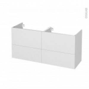 Meuble De Salle De Bains Sous Vasque Double Ginko Blanc 4 Tiroirs Cotes Decors L120 X H57 X P40 Cm