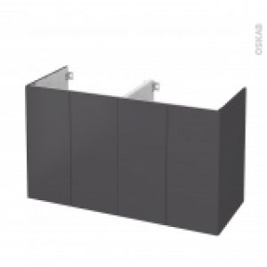 Meuble De Salle De Bains Sous Vasque Double Ginko Gris 4 Portes Cotes Decors L120 X H70 X P50 Cm