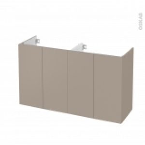 Meuble De Salle De Bains Sous Vasque Double Ginko Taupe 4 Portes Cotes Decors L120 X H70 X P40 Cm