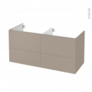 Meuble De Salle De Bains Sous Vasque Double Ginko Taupe 4 Tiroirs Cotes Decors L120 X H57 X P50 Cm