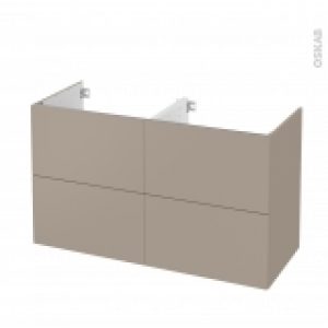 Meuble De Salle De Bains Sous Vasque Double Ginko Taupe 4 Tiroirs Cotes Decors L120 X H70 X P50 Cm