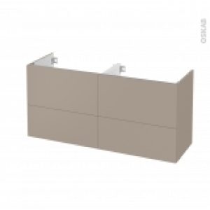Meuble De Salle De Bains Sous Vasque Double Ginko Taupe 4 Tiroirs Cotes Decors L120 X H57 X P40 Cm