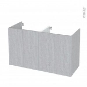 Meuble De Salle De Bains Sous Vasque Double Hoda Beton 4 Portes Cotes Decors L120 X H70 X P50 Cm