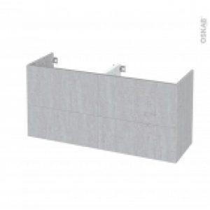 Meuble De Salle De Bains Sous Vasque Double Hoda Beton 4 Tiroirs Cotes Decors L120 X H57 X P40 Cm