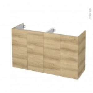 Meuble De Salle De Bains Sous Vasque Double Hosta Chene Naturel 4 Portes Cotes Decors L120 X H70 X P40 Cm
