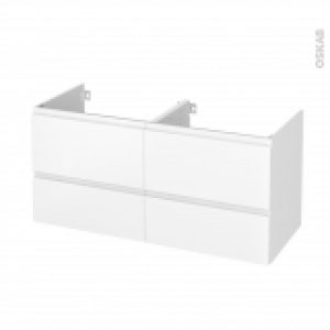 Meuble De Salle De Bains Sous Vasque Double Ipoma Blanc Mat 4 Tiroirs Cotes Decors L120 X H57 X P50 Cm