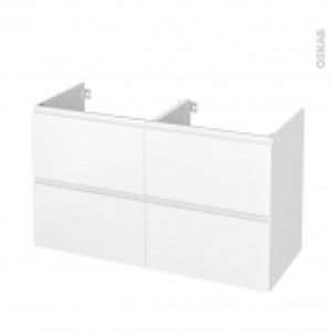 Meuble De Salle De Bains Sous Vasque Double Ipoma Blanc Mat 4 Tiroirs Cotes Decors L120 X H70 X P50 Cm