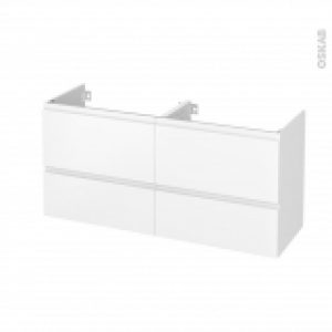 Meuble De Salle De Bains Sous Vasque Double Ipoma Blanc Mat 4 Tiroirs Cotes Decors L120 X H57 X P40 Cm