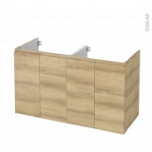 Meuble De Salle De Bains Sous Vasque Double Ipoma Chene Naturel 4 Portes Cotes Decors L120 X H70 X P50 Cm