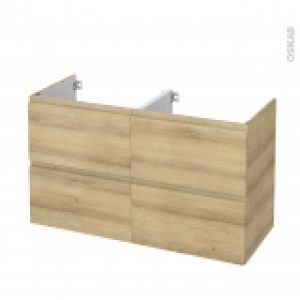 Meuble De Salle De Bains Sous Vasque Double Ipoma Chene Naturel 4 Tiroirs Cotes Decors L120 X H70 X P50 Cm