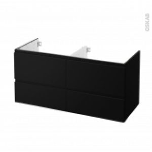 Meuble De Salle De Bains Sous Vasque Double Ipoma Noir Mat 4 Tiroirs Cotes Decors L120 X H57 X P50 Cm