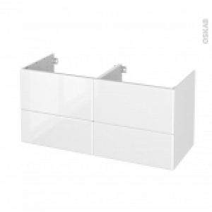 Meuble De Salle De Bains Sous Vasque Double Iris Blanc 4 Tiroirs Cotes Decors L120 X H57 X P50 Cm