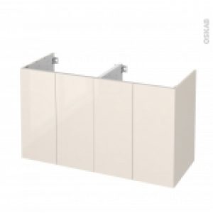 Meuble De Salle De Bains Sous Vasque Double Keria Ivoire 4 Portes Cotes Decors L120 X H70 X P50 Cm