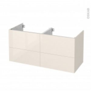 Meuble De Salle De Bains Sous Vasque Double Keria Ivoire 4 Tiroirs Cotes Decors L120 X H57 X P50 Cm