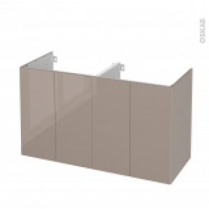 Meuble De Salle De Bains Sous Vasque Double Keria Moka 4 Portes Cotes Decors L120 X H70 X P50 Cm