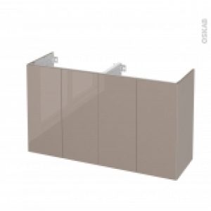 Meuble De Salle De Bains Sous Vasque Double Keria Moka 4 Portes Cotes Decors L120 X H70 X P40 Cm