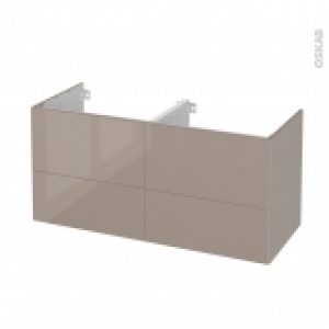 Meuble De Salle De Bains Sous Vasque Double Keria Moka 4 Tiroirs Cotes Decors L120 X H57 X P50 Cm